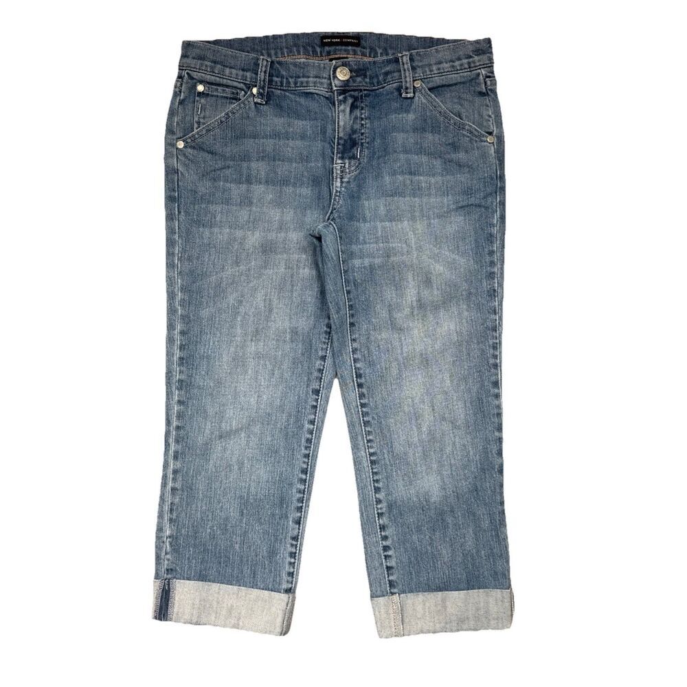 New York & Company Cuffed Crop Capri Jeans 4 (30x21) Blue Denim Low Mid Womens